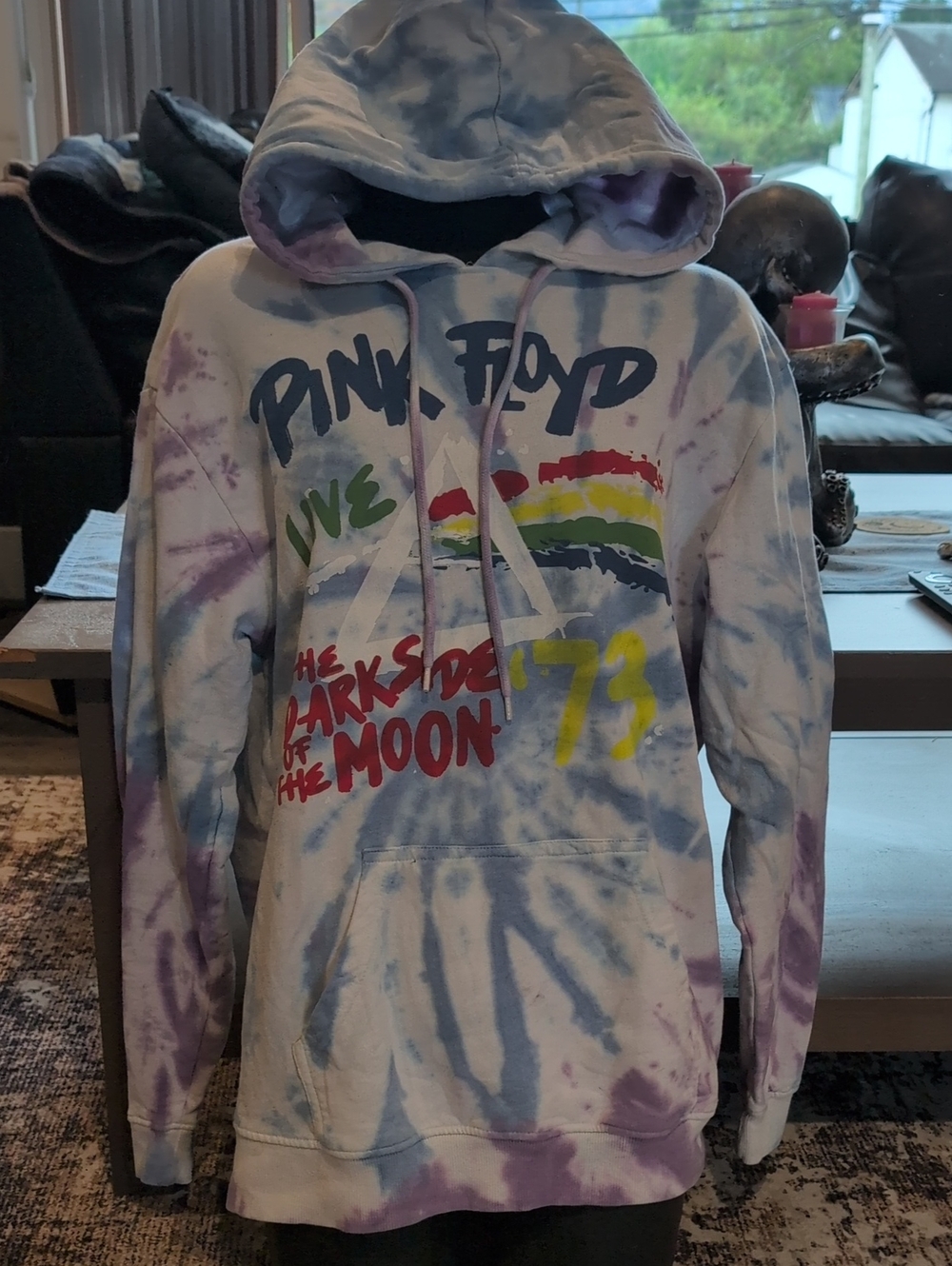 Pink Floyd Tie-Dye Pullover Hoodie in White, Purple & Blue